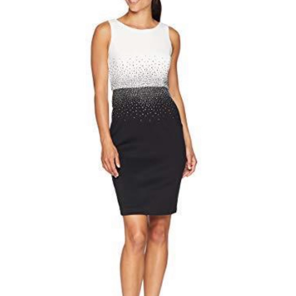 Calvin Klein black and white embellished dress